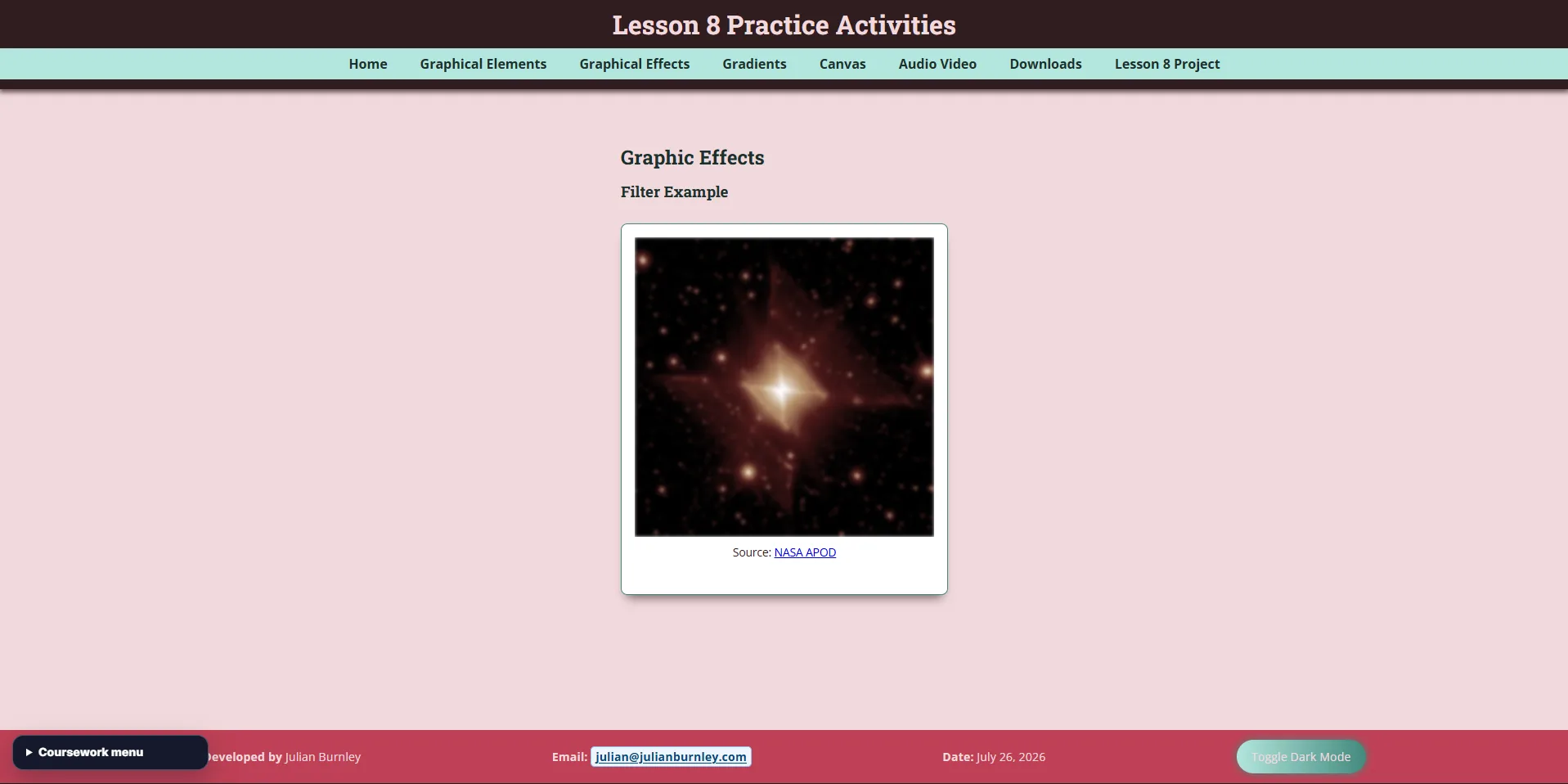 Interactive media reference page with responsive media demonstrations